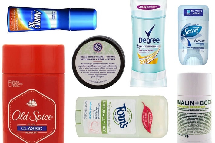 Collage of various deodorants.